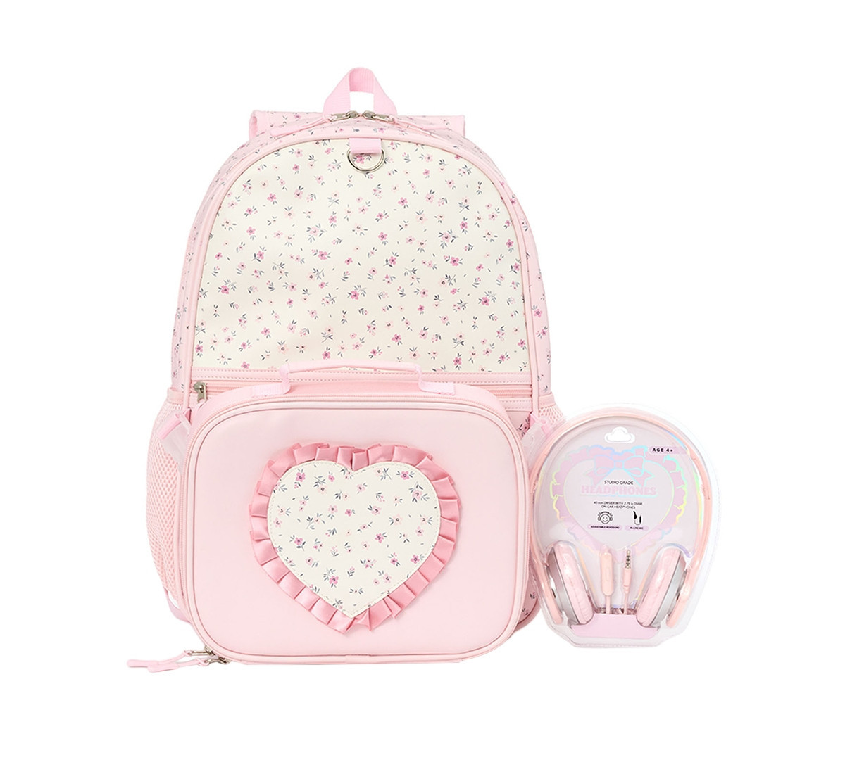 Rainbow Sugar Girls' Floral Love Backpack, Lunch Bag and Headphone, 3-Piece Set - Pink/Multicolor | Macy's