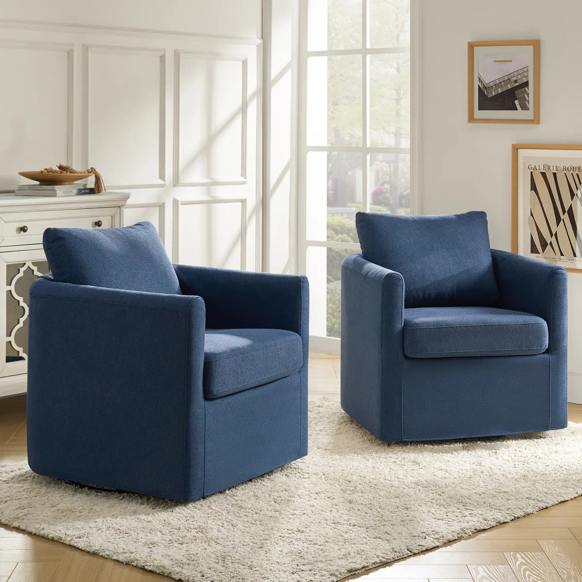 Chelseaann Upholstered Swivel Barrel Chair (Set of 2) | Wayfair North America