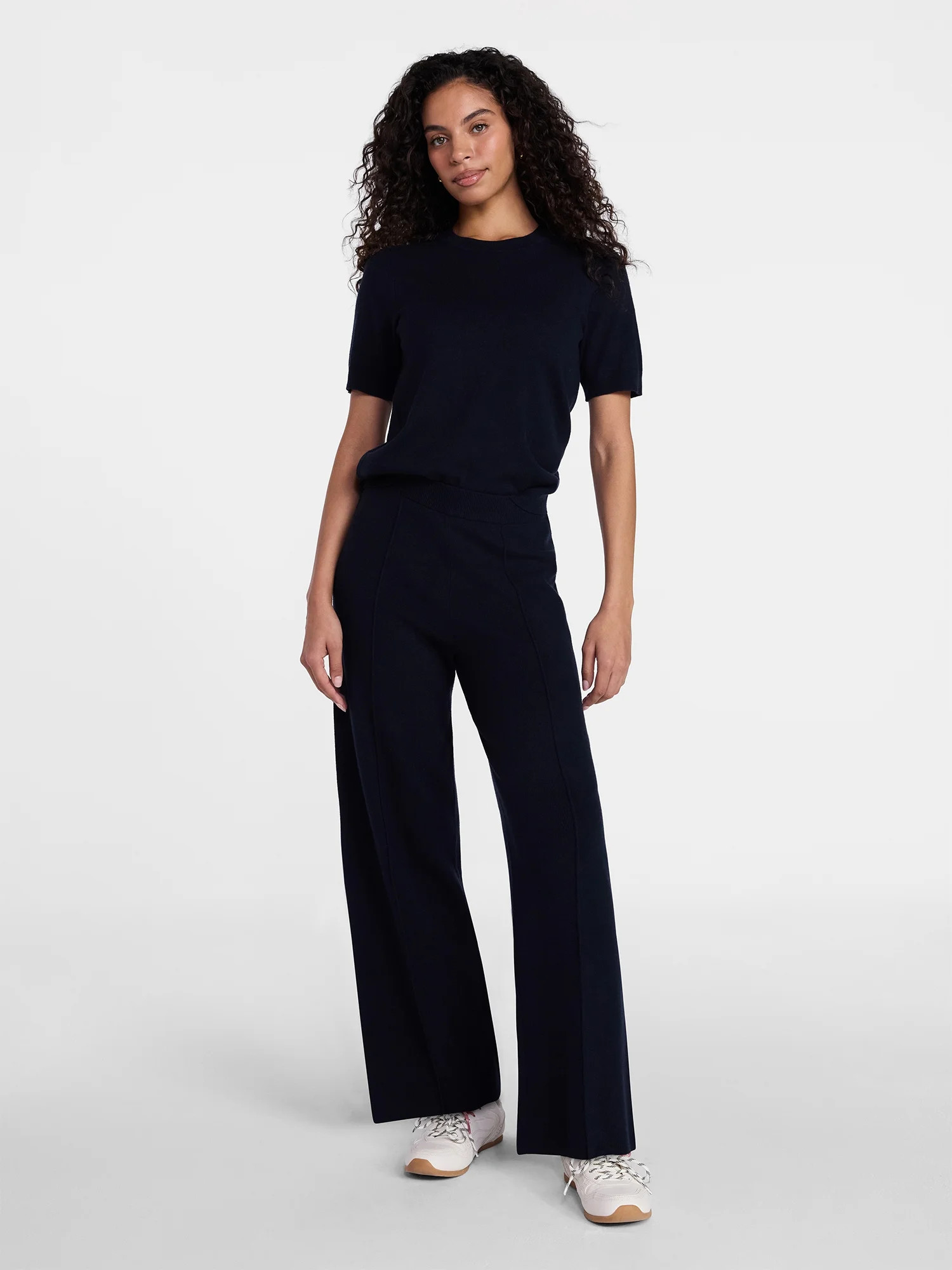 Time and Tru Women's and Women’s Plus Short Sleeve Sweater and Pants Set, 2-Piece, Sizes XS-4X | Walmart (US)