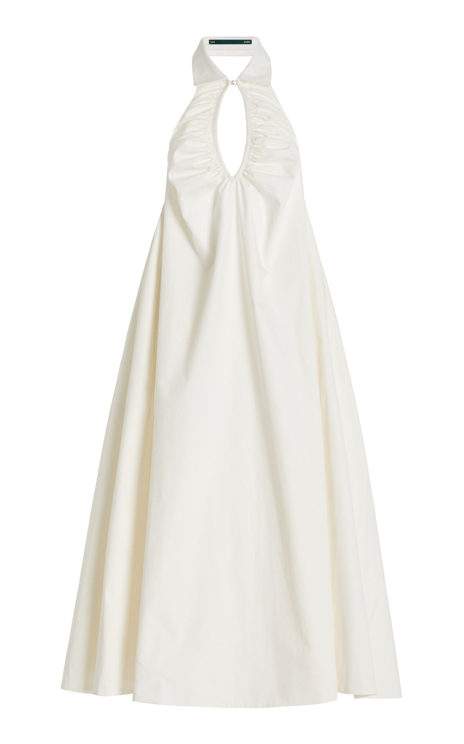 Balloon Ruched-Cotton Halter Maxi Dress | Moda Operandi (Global)