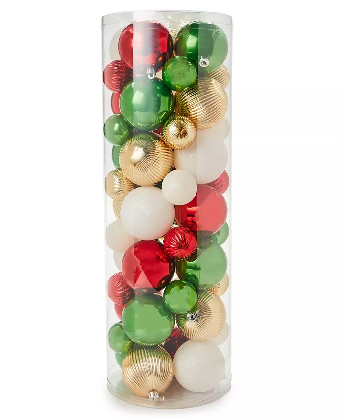 Holiday Lane Christmas Cheer Plastic Ball Ornaments, Set of 50, Created for Macy's - Macy's | Macy's