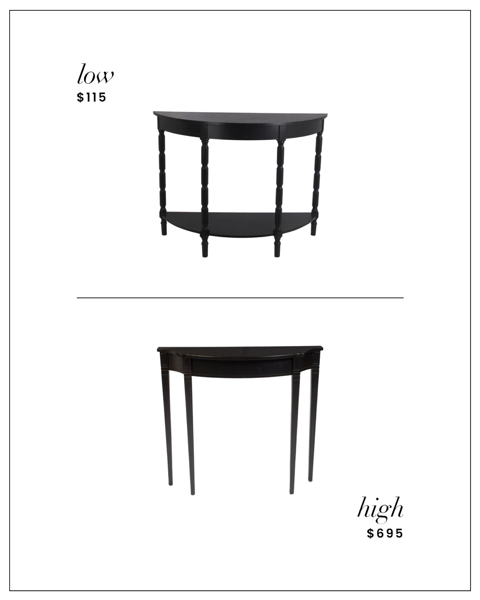 High / Low : Demilune Table 

#LTKstyletip #LTKhome