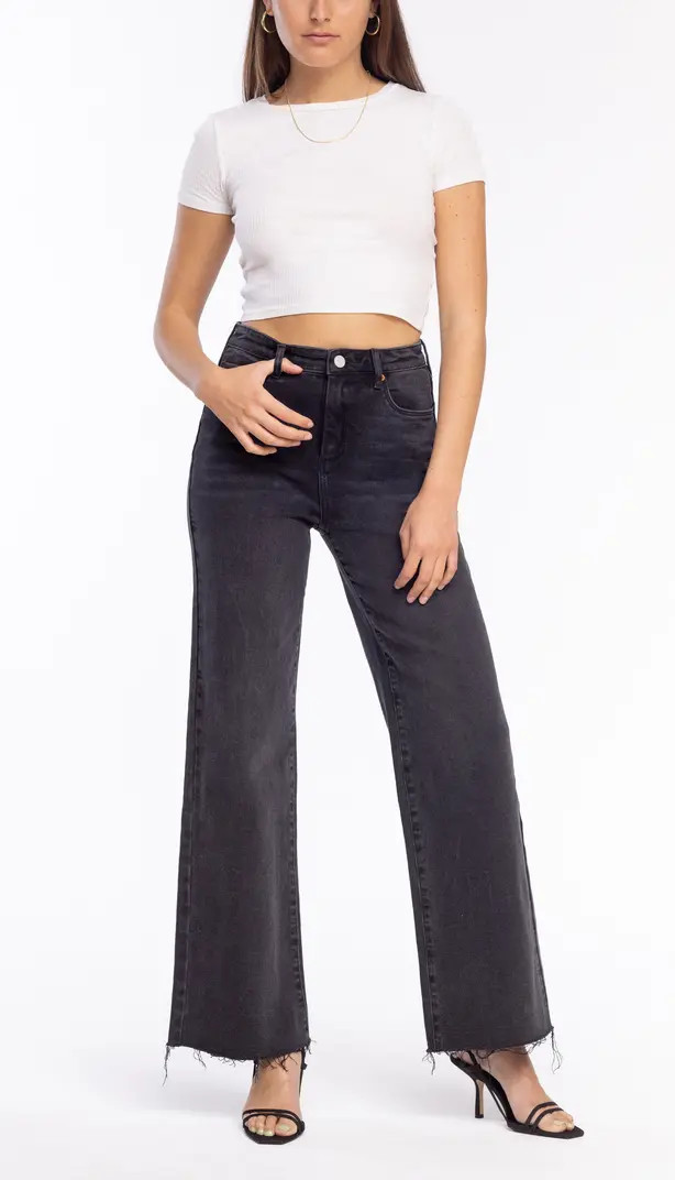 The Franklin Raw Hem High Waist Wide Leg Jeans | Nordstrom