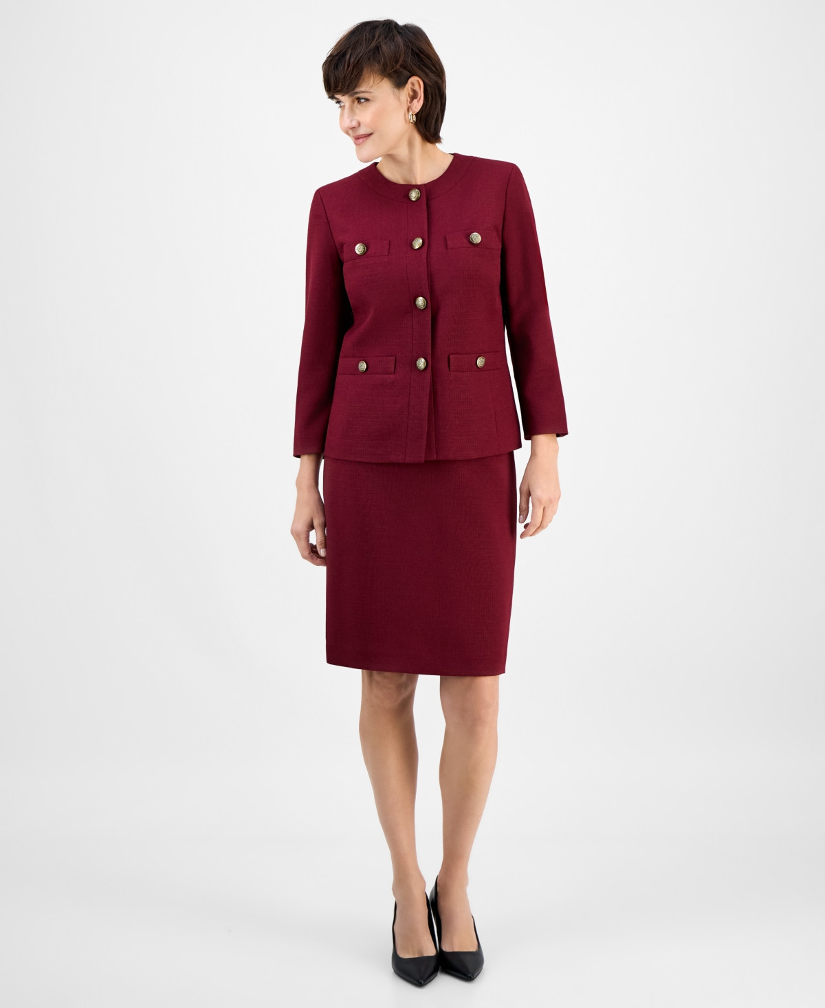 Le Suit Women's Pencil Skirt Suit Set, Regular & Petite - Bordeaux | Macy's