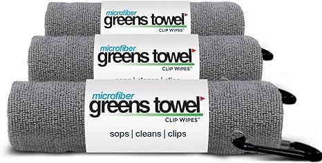 Greens Towel 3 Pack Golf Towel Set for Golf Bags with Clip, Plush Microfiber Nap Fabric, 16x16, T... | Amazon (US)