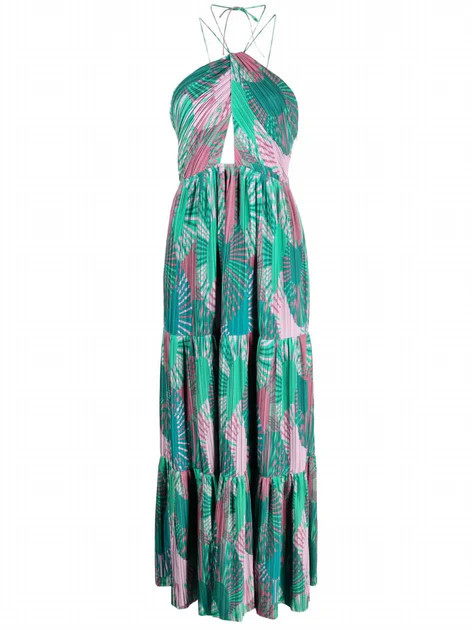 Nastasia Long Dress In Green/purple | Shop Simon