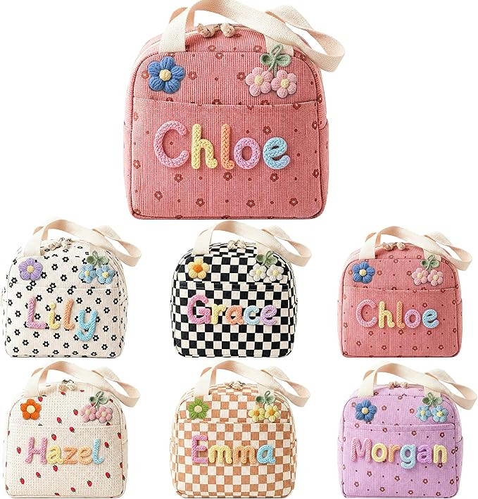 Personalized Corduroy Lunch Bag – Customizable with a name; insulated, leak-proof, & reusable; ... | Amazon (US)