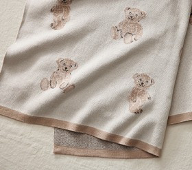 St. Jude Teddy Bear Intarsia Baby Blanket | Pottery Barn Kids