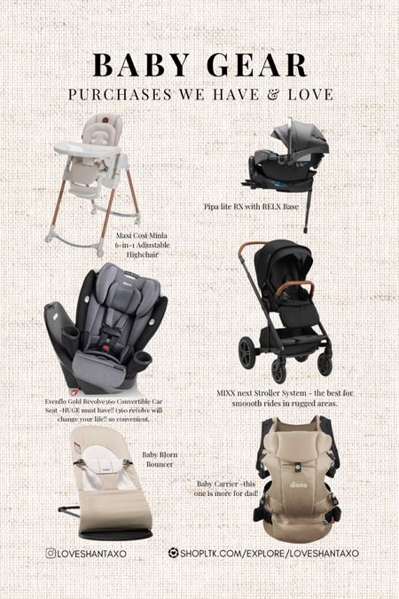 #ltkfind #ltkkids // Must have baby gear, Maxi cost Minla high chair, Nuna Pipa relax base, Nuna Pipa rx lite car seat, mixx next stroller system, baby bjorn bouncer, baby carrier, baby walker, baby products, baby must haves.

#LTKfamily #LTKbaby #LTKxNSale