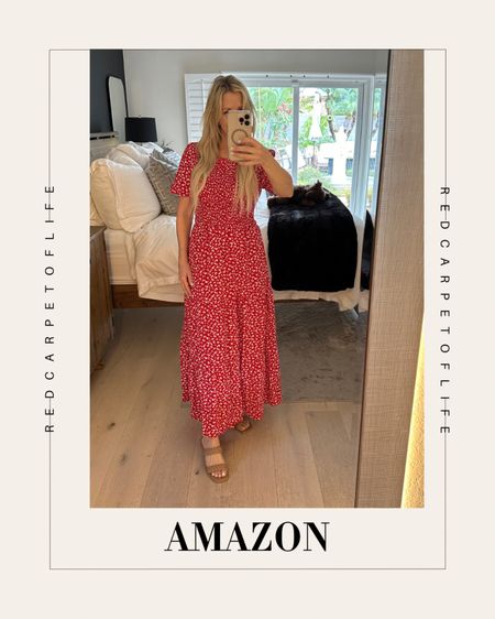 Spring floral print dress in red and hints of yellow.  🌹🌼  Perfect for any springtime occasion…dress up or down with sneakers. Room for a baby bump. Love the style & comfort of this affordable dress find on Amazon.  Available in many different prints and colors. I’m wearing a small.  L❤️VE!!! @redcarpetoflife

#LTKbump #LTKSeasonal #LTKfindsunder50
