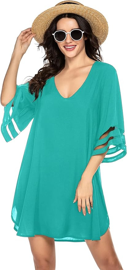 Ekouaer Women's Swim Cover Ups for Beach Swimwear, Summer Casual Loose Sun Dress | Amazon (US)