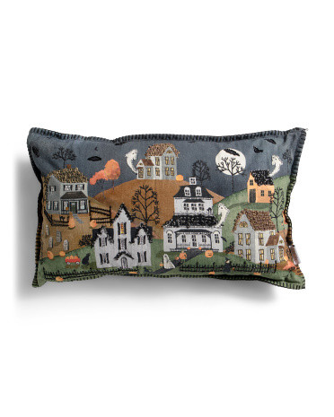 14x24 Halloween Village Pillow | TJ Maxx