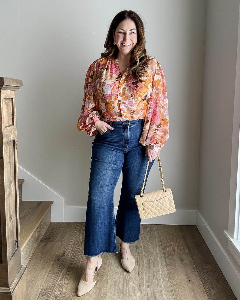 Spring Jeans with @lovechicos wearing large in blouse and 14 in jeans #ChicosDenim #chicospartner 

 #LTKOver40 #LTKMidsize #LTKWorkwear