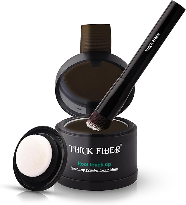 THICK FIBER Root Touch Up Powder with Brush – Covers Grey Roots, Thinning Hair & Bald Spots –... | Amazon (US)