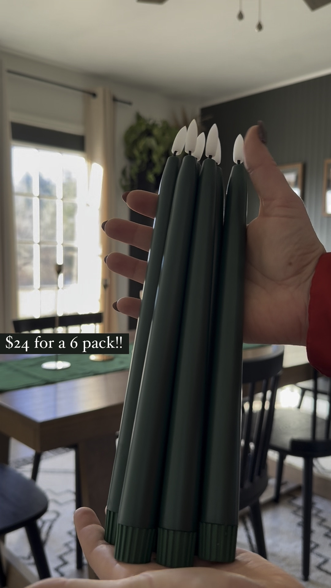 Battery operated tapered candles // green tapered candles 



#LTKHome #LTKVideo #LTKHoliday