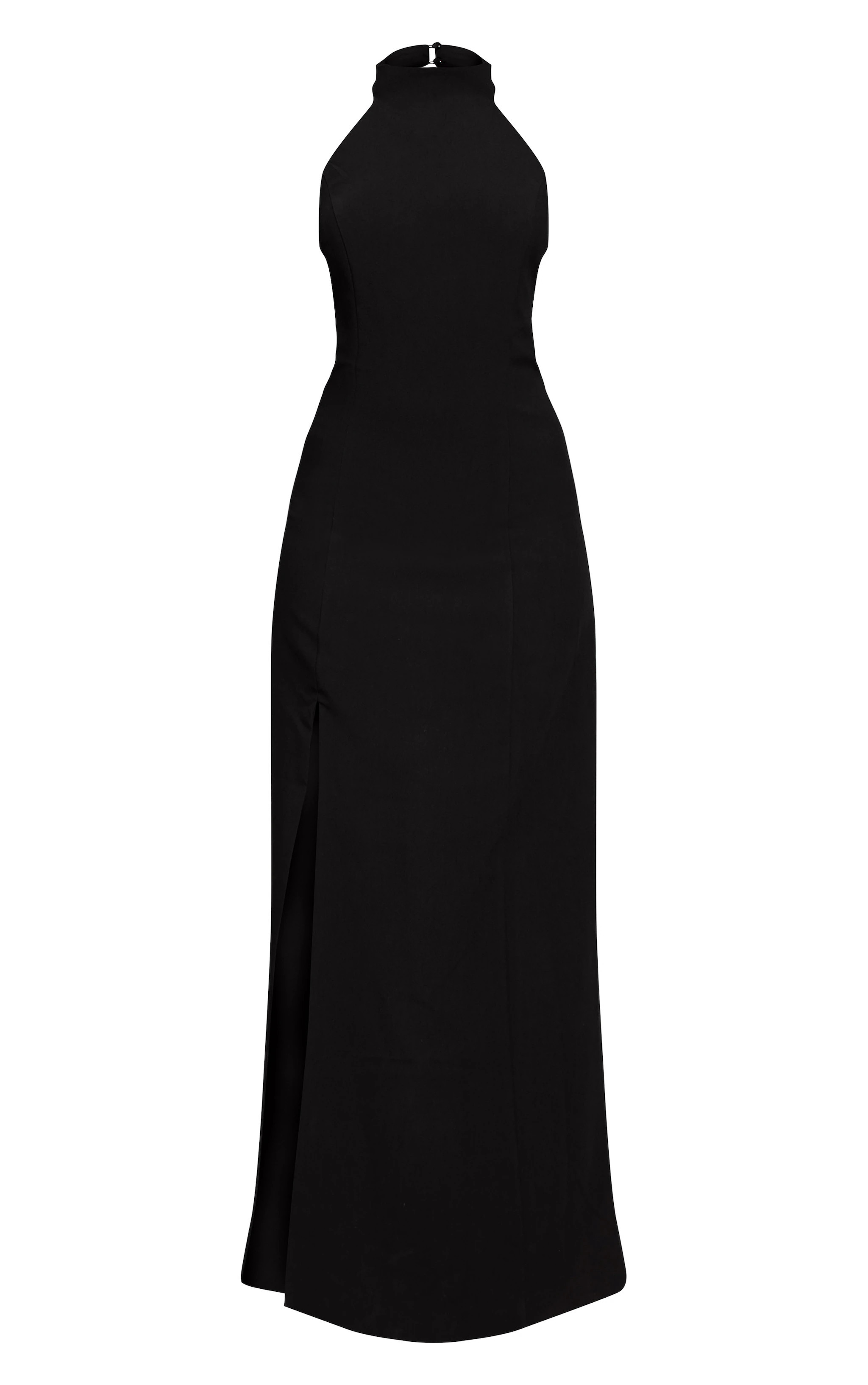 Black Tailored Halterneck Sleeveless Maxi Dress | PrettyLittleThing UK