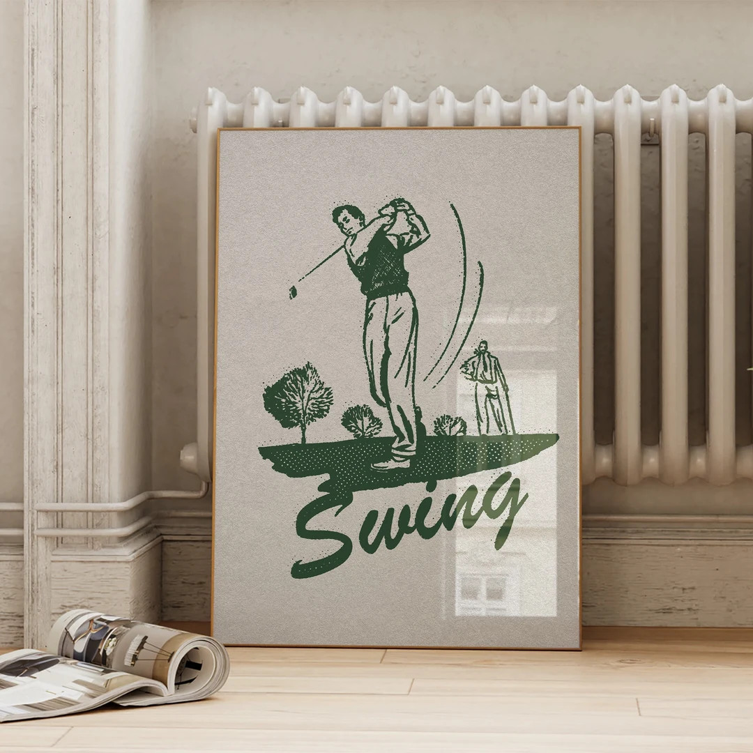 Vintage Golf Print Swing Club Wall Art Men Playing Golf Retro Poster Green Sports Decor 50s Athle... | Etsy (US)