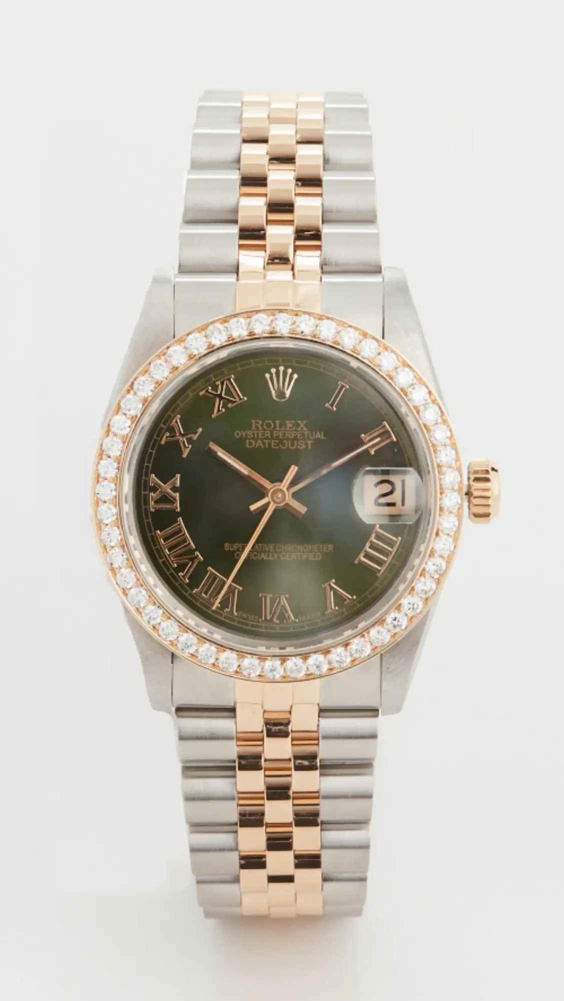 Pre-Owned Rolex 31mm Mid Size TT Rolex Date Just Olive Watch | Shopbop | Shopbop