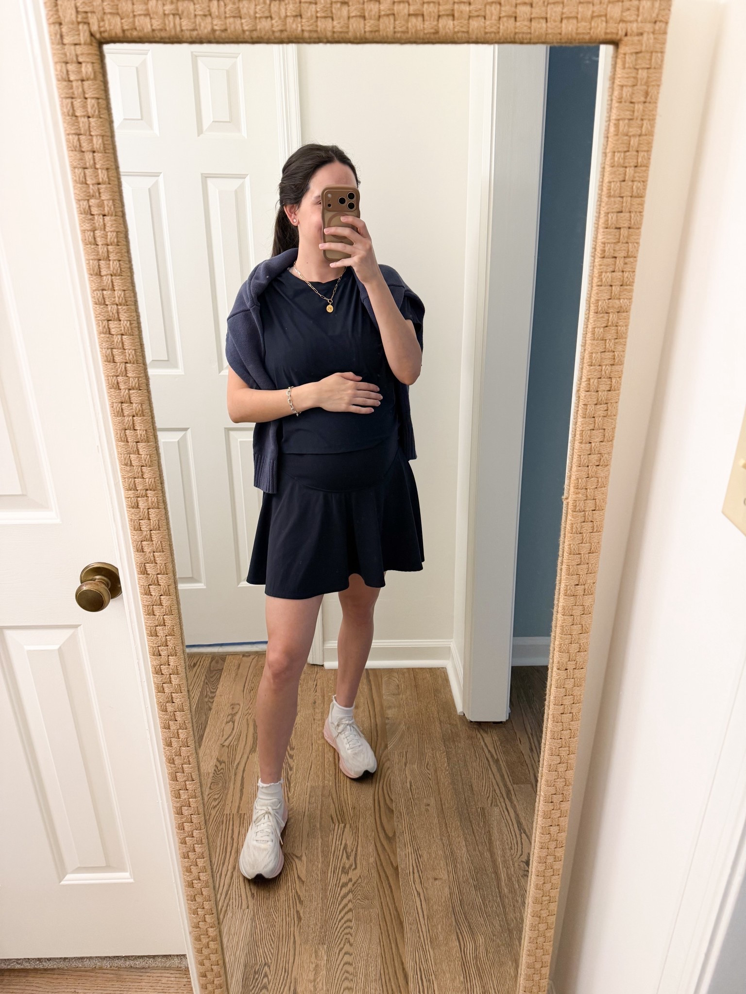 Love this maternity skirt for tennis - 22 weeks wearing a M skirt and top

#LTKActive #LTKBump