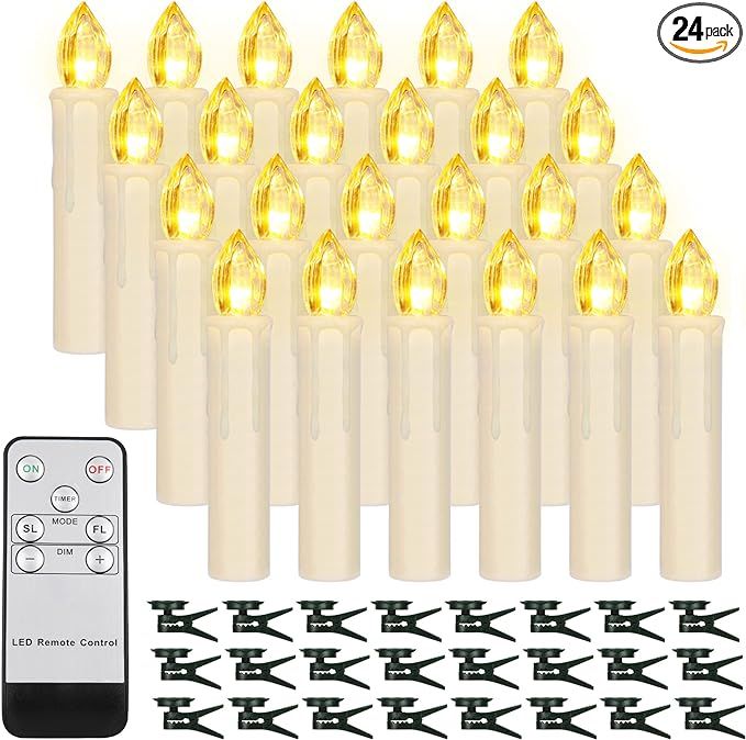 24PCS LED Flameless Taper Candles Flickering with Remote Timer, Battery Operated Waterproof Chris... | Amazon (US)