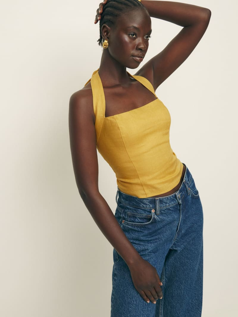 Malika Linen Top | Reformation (Global)