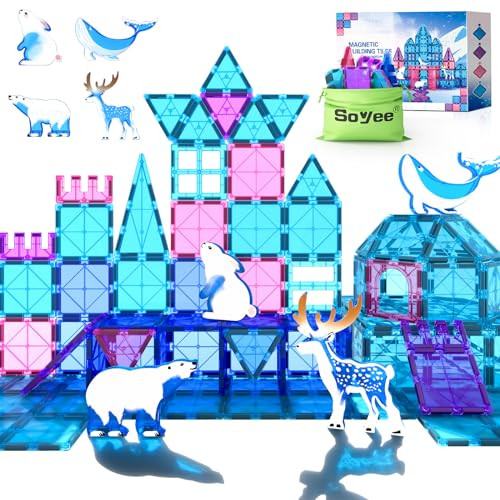 Magnetic Tiles Frozen Toys Arctic Animal Magnet Tiles Toddler Toys for Girls Ages 3-5 4-7 6-8 Pretend Play Magnetic Toys Building Blocks Kids Toys Gifts for 3+ Year Old STEM Learning and Fun | Amazon (US)