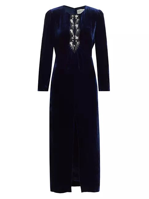 Velvet Embellished Midi Dress | Saks Fifth Avenue