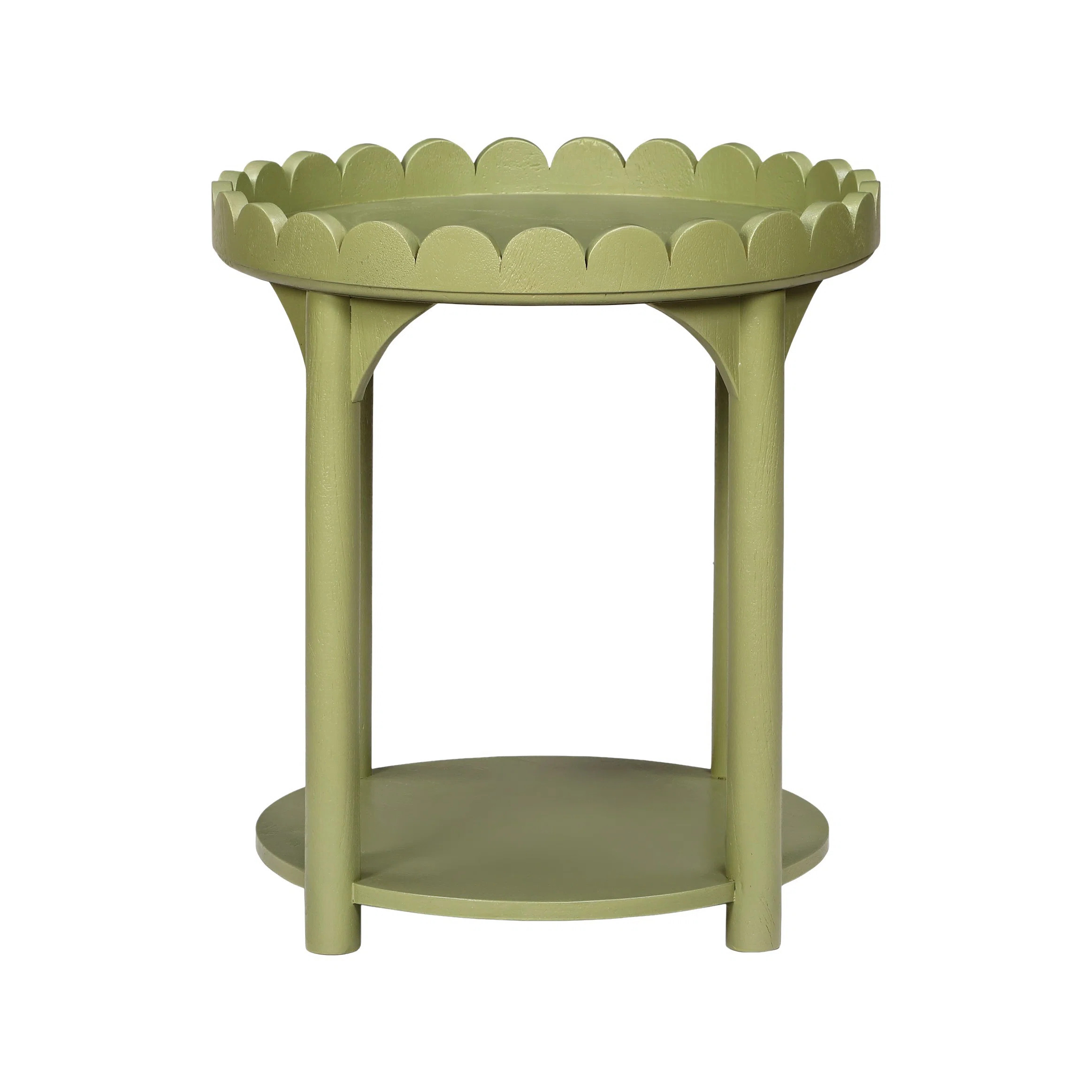 Madeline Scalloped Round Side Table Green | Wayfair North America