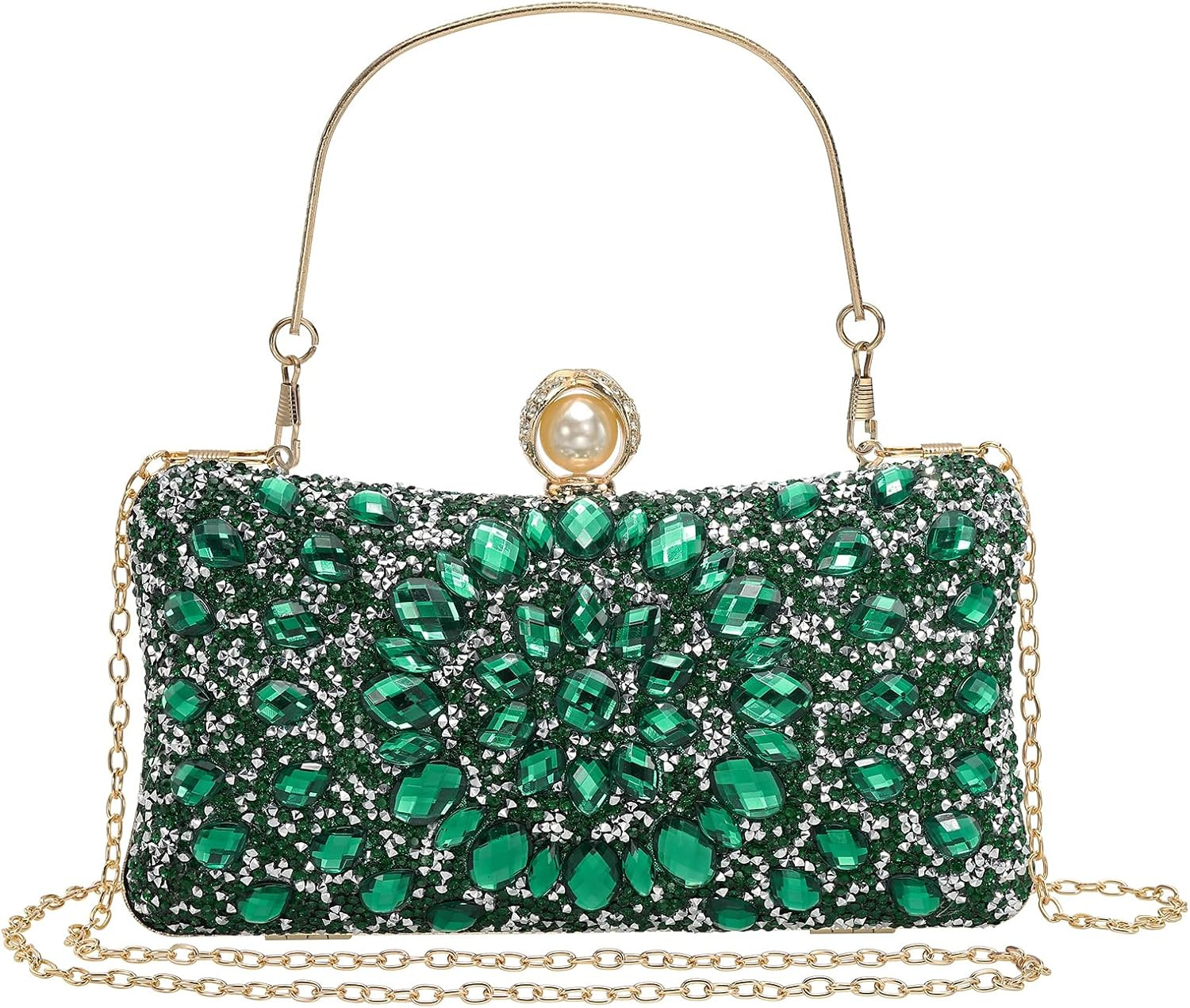 uxcell Evening Bags for Women, Sparkly Crystal Rhinestone Clutch Purse with 2 Chain Straps Handba... | Amazon (US)