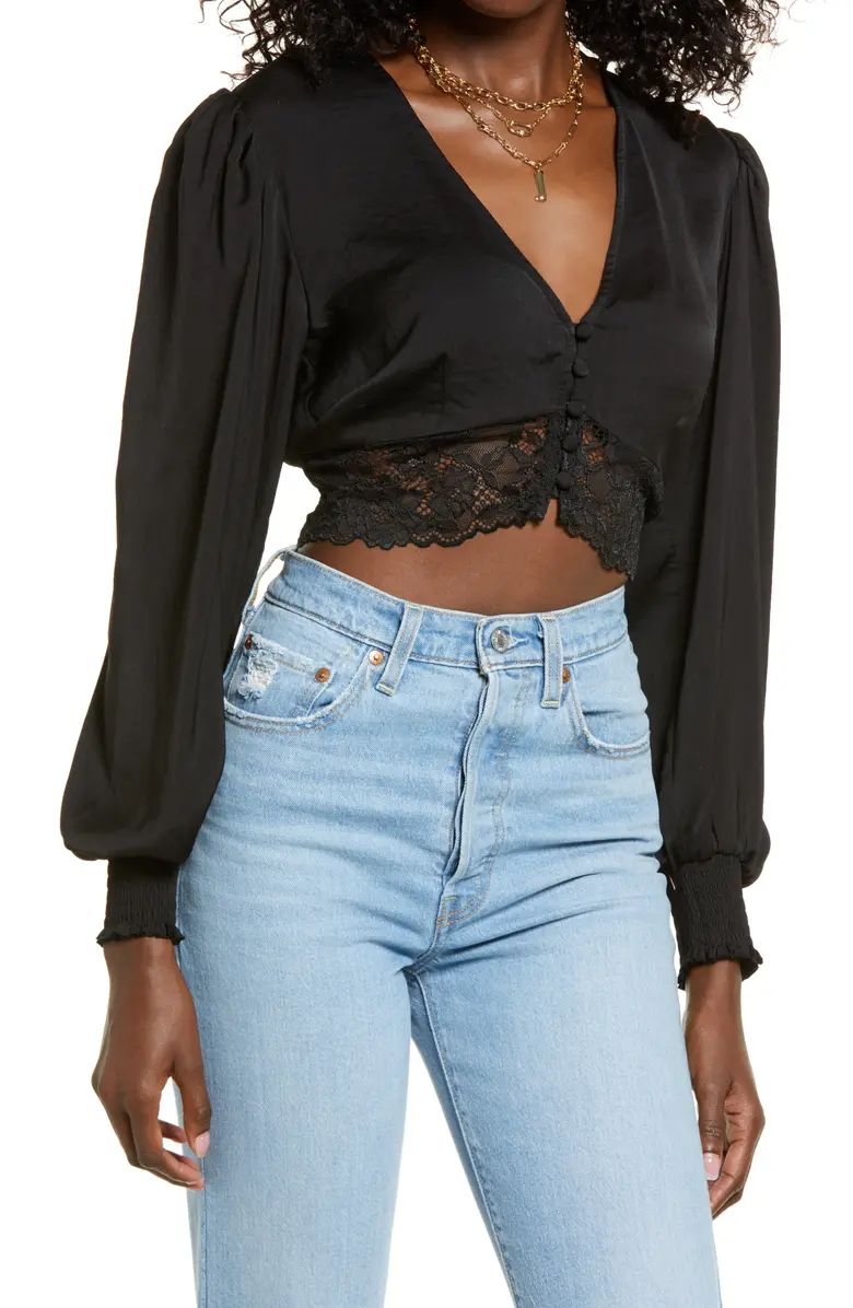 Lace Trim Satin Blouse | Nordstrom | Nordstrom