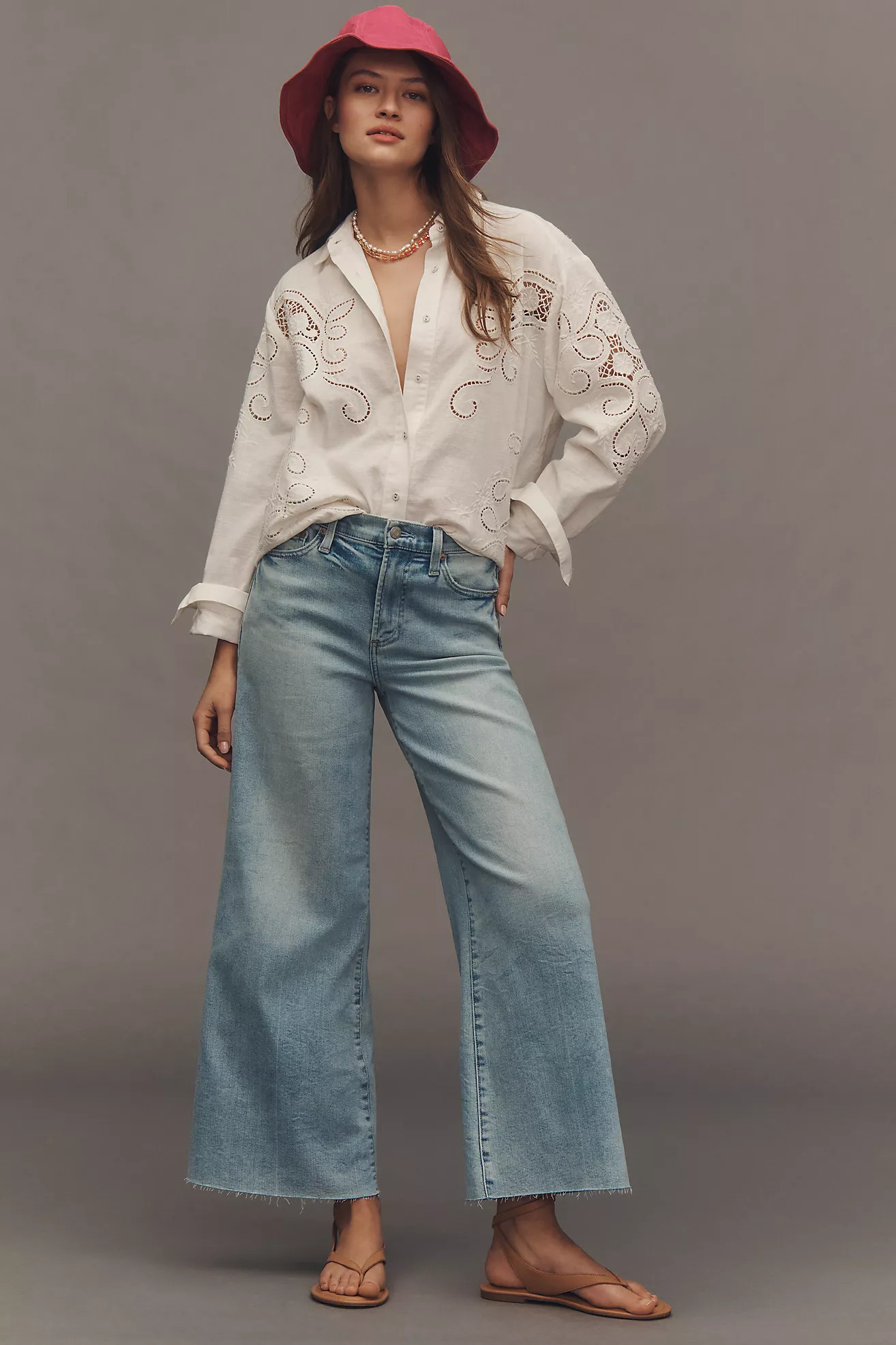 Pistola Izzy Mid-Rise Crop Wide-Leg Jeans | Anthropologie (US)
