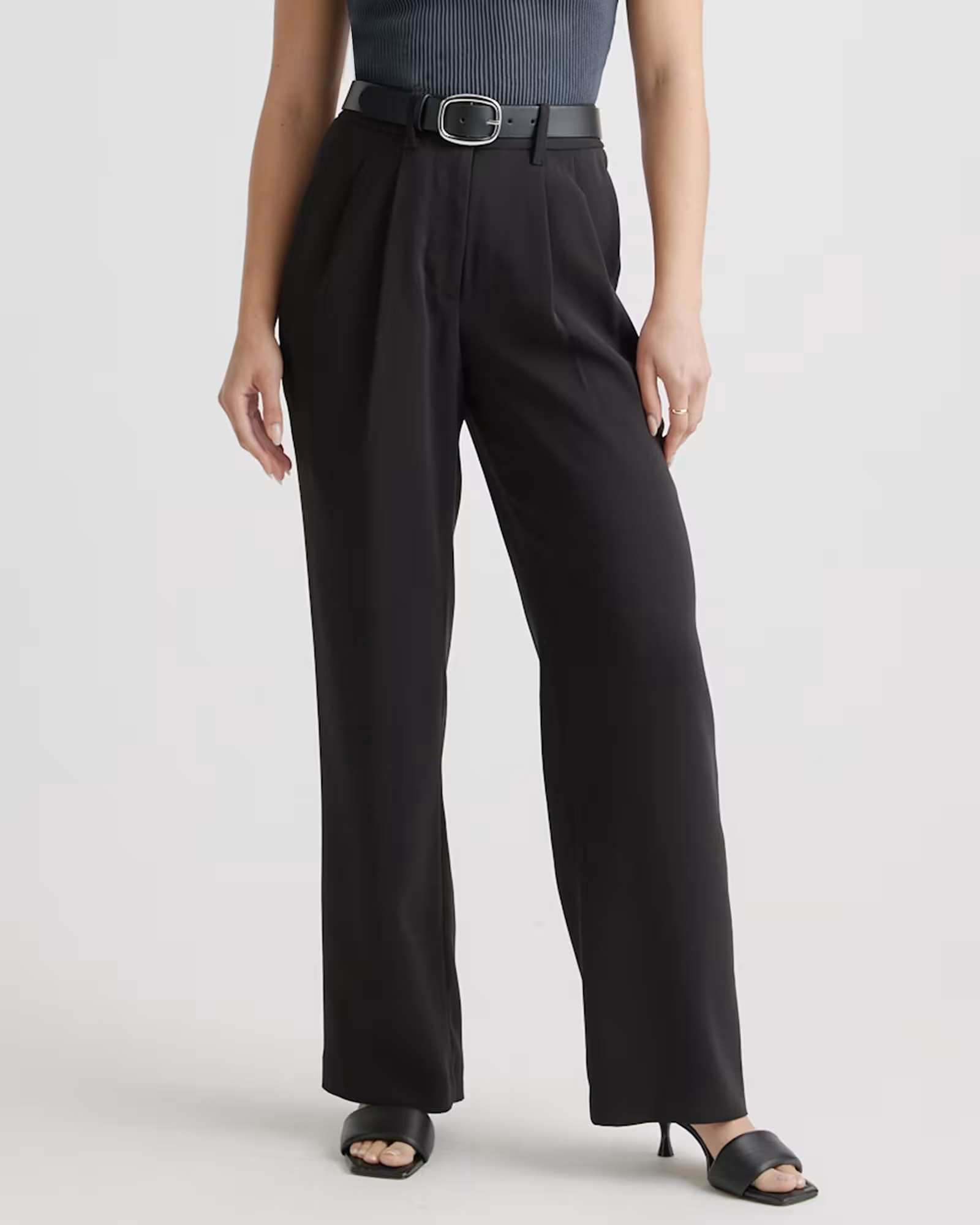 Stretch Crepe Pleated Wide Leg Pants | Quince
