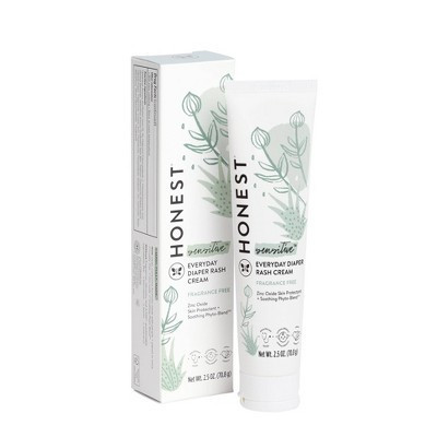The Honest Company Sensitive Everyday Diaper Rash Cream Fragrance Free - 2.5oz: Zinc Oxide 14%, Lanolin-Free, Petroleum-Free | Target