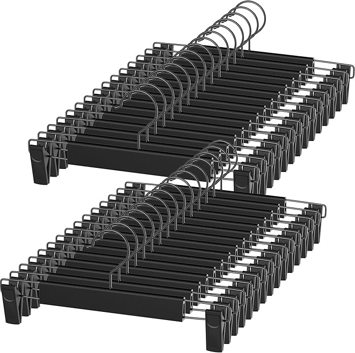 NORTHERN BROTHERS 30 Pack Plastic Pants Hangers with Clips, Adjustable Non-Slip Skirt Hangers for... | Amazon (US)