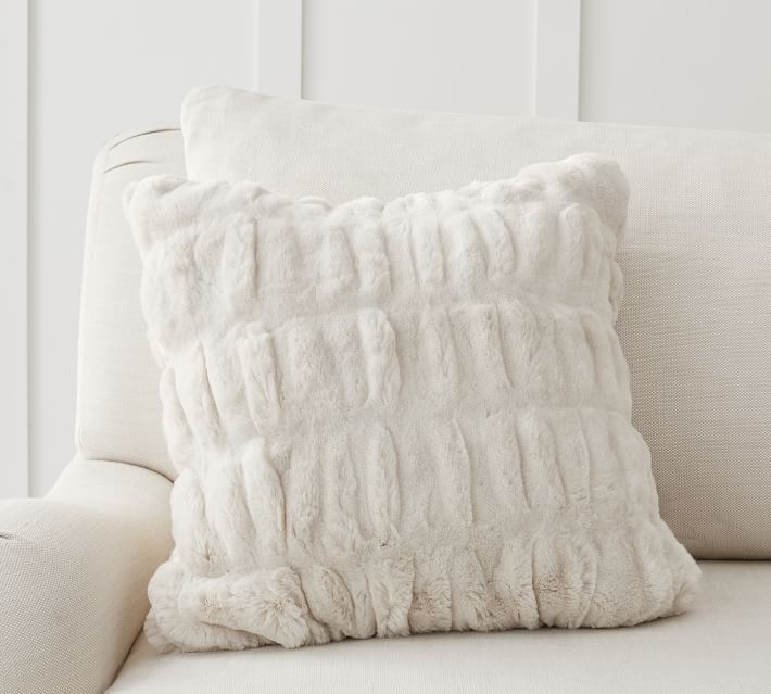 Faux Fur Ruched Pillow Covers | Pottery Barn (US)