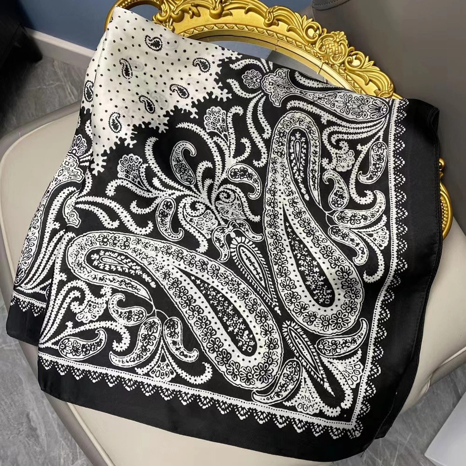 Square Persian Paisley Bandanas Silky Satin Scarf, Hair/head/neck Scarf 70x70 - Etsy UK | Etsy (UK)