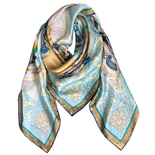 Uklal Silk Scarf Lady Satin Generous Silk Scarf Shawl (Light Blue 110 * 110cm) | Amazon (US)