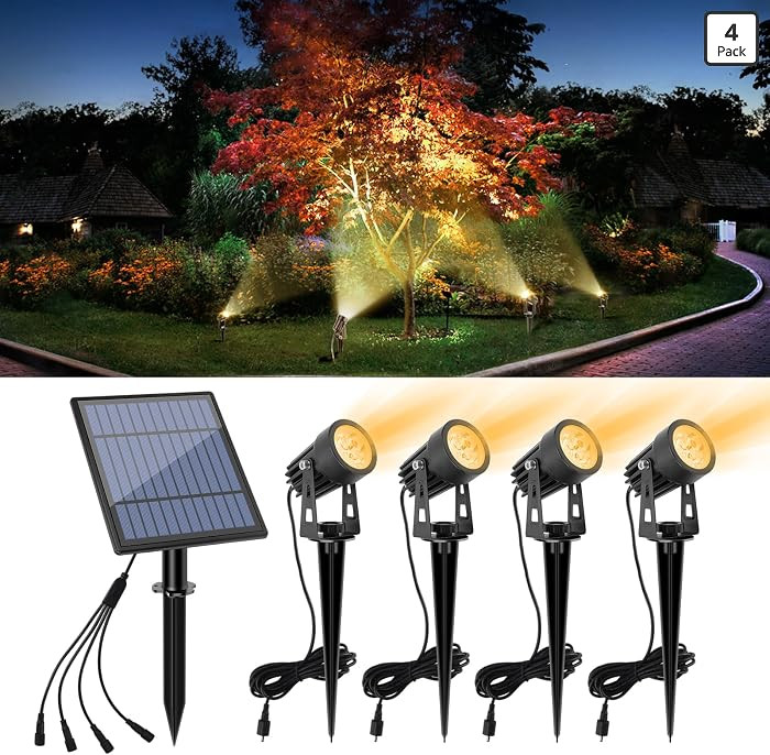 APONUO Metal Solar Spot Lights Outdoor with 9.8ft Cable Solar Powered Landscape Lighting Low Volt... | Amazon (US)