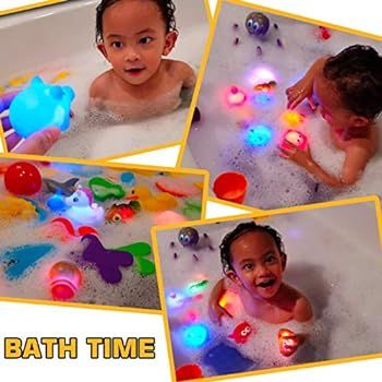 Laxdacee Bath Toy, 12 Pack Light up Animal, Floating Rubber Auto Flashing Color Tub Toys for Bath... | Amazon (US)
