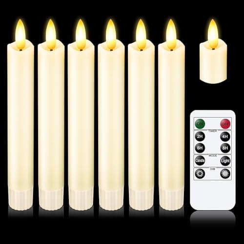 KSWING Upgraded Real Wax Short LED Flameless Taper Candles with Remote, 6 PCS Ivory Candlesticks ... | Amazon (US)