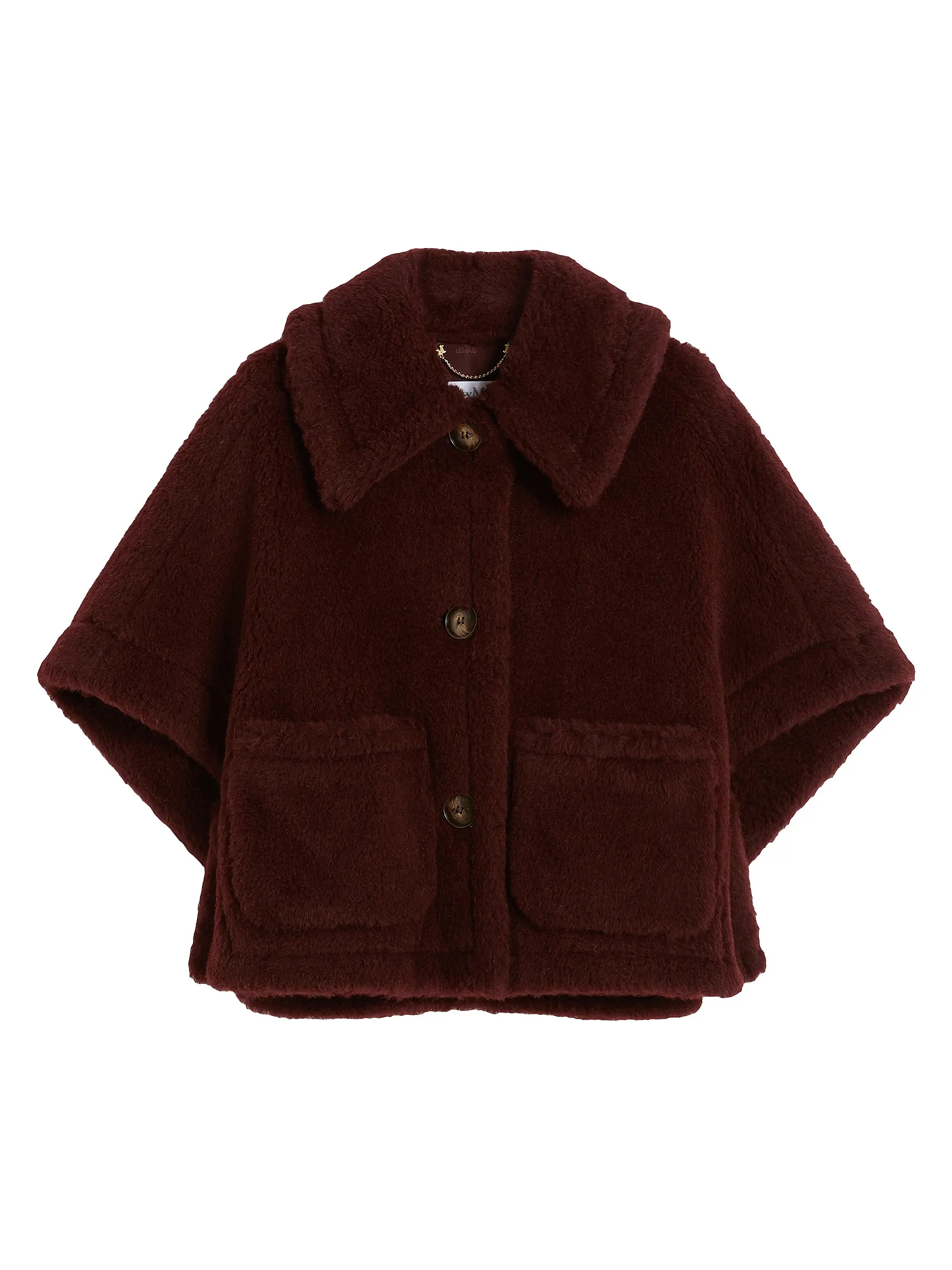 Max Mara Cape in Alpaca and Wool Teddy Fabric | Saks Fifth Avenue | Saks Fifth Avenue