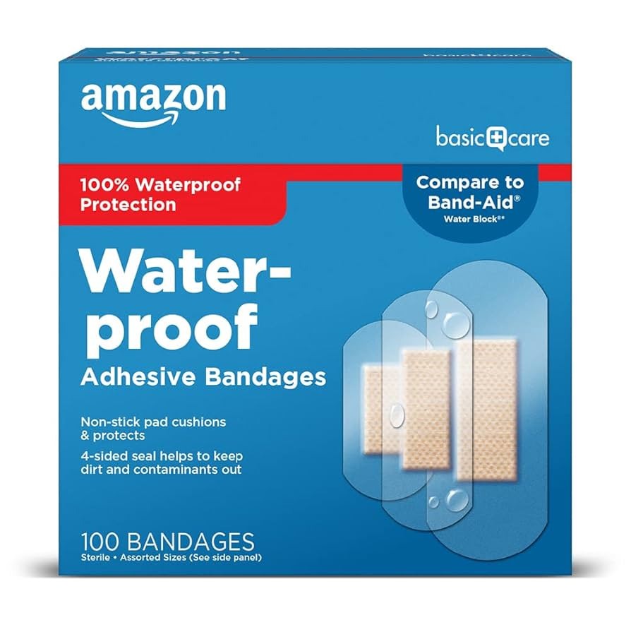 Amazon Basic Care Waterproof Clear Adhesive Bandages, First Aid and Wound Care Supplies, Assorted... | Amazon (US)