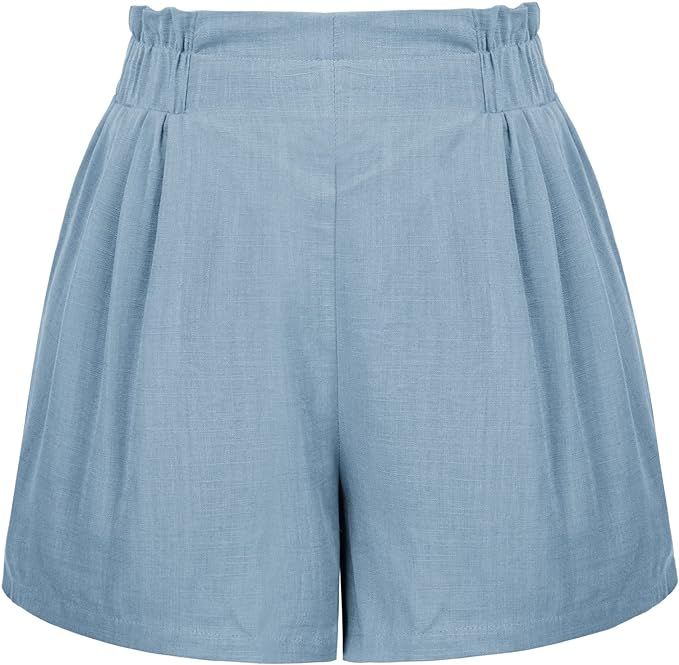 KANCY KOLE Women Summer Linen Shorts with Lining Elastic Waist Bermuda Shorts Casual Wide Legs Sh... | Amazon (US)