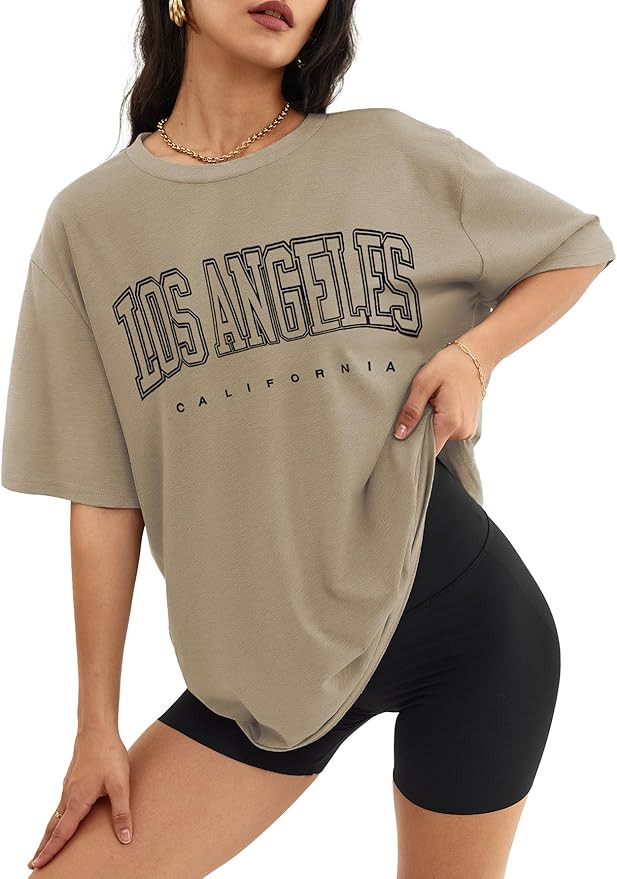 ATHMILE Oversized T Shirts Loose Fit Tops Blouse Basic Tee | Amazon (US)