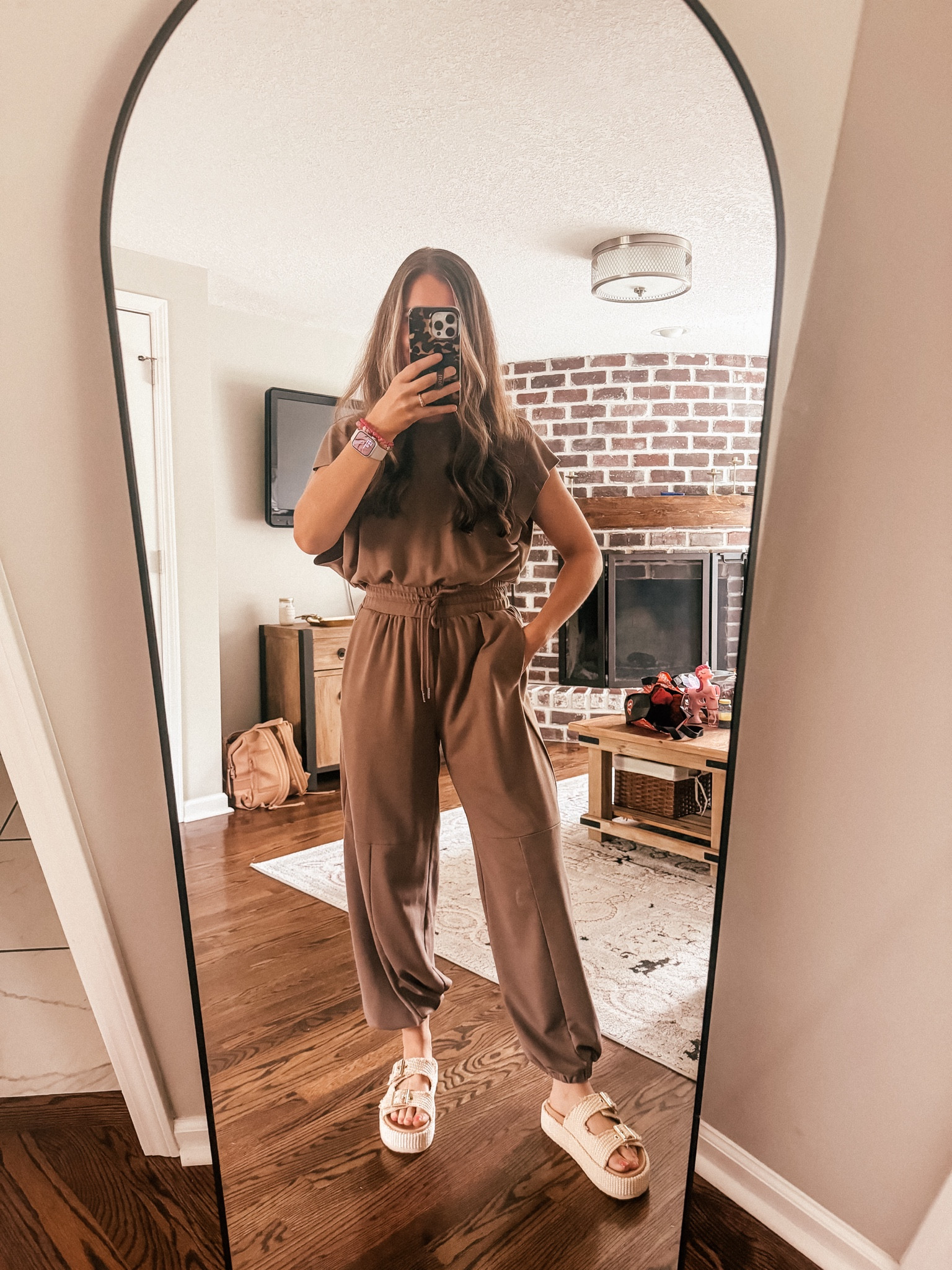 another effortless fall transition look! LOVE this jumpsuit! Wore it early postpartum with collins and it was also very BF friendly too 🤱🏻 wearing a size small! Shoes are also 25% off right now too! True to size. 

#LTKShoeCrush #LTKSaleAlert #LTKFindsUnder50