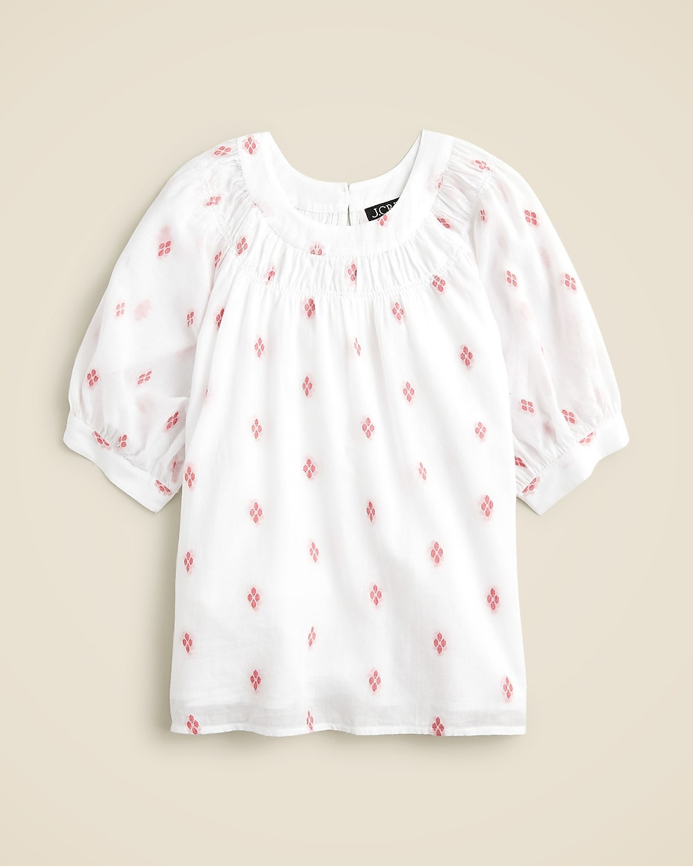 Smock-neck puff-sleeve top in dot | J. Crew US
