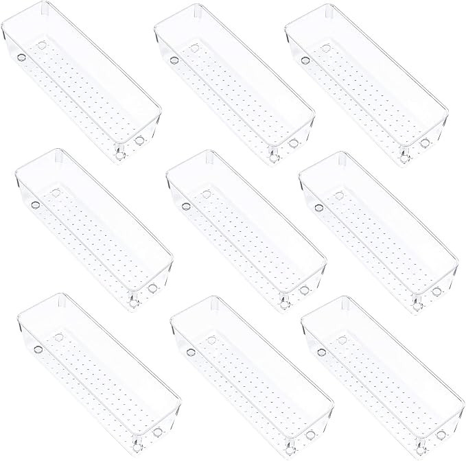 SMARTAKE 9-Piece Drawer Organizers, Clear Desk Drawer Organizer Trays Storage Tray with Non-Slip ... | Amazon (US)