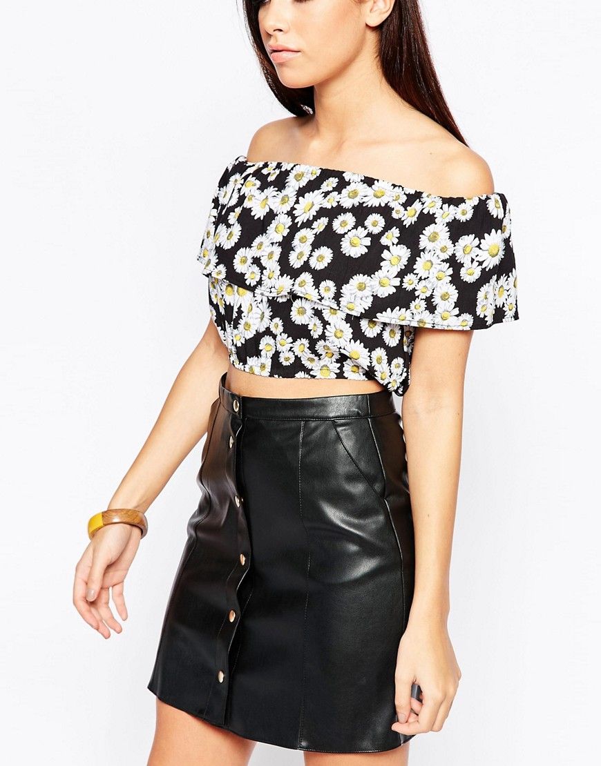 Motel Imo Bardot Top In Daisy Print | ASOS US