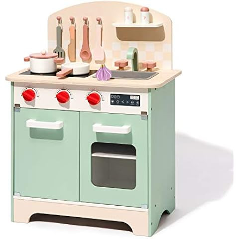 ROBOTIME Play Kitchen Playset for Kids,Wooden Kitchen Playset for Toddlers,Toy Paly Kitchen Set G... | Amazon (US)