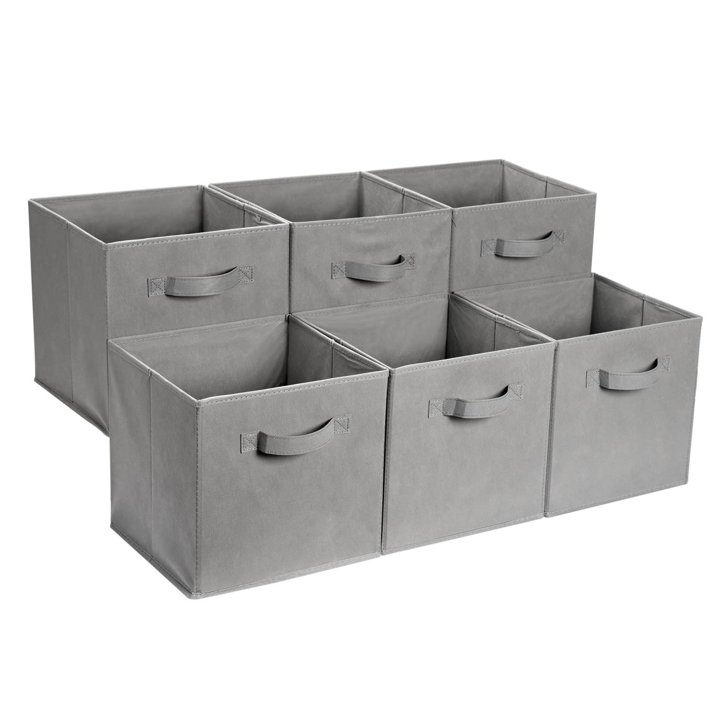 Amazon Basics Collapsible Fabric Storage Cube Bins Organizer with Handles for Organizing, Sturdy,... | Amazon (US)